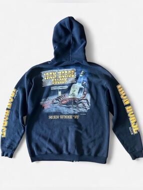 Vintage 1990’s Iron Horse Saloon Bike Week Zip Up Hoodie size XL made in USA Lee
